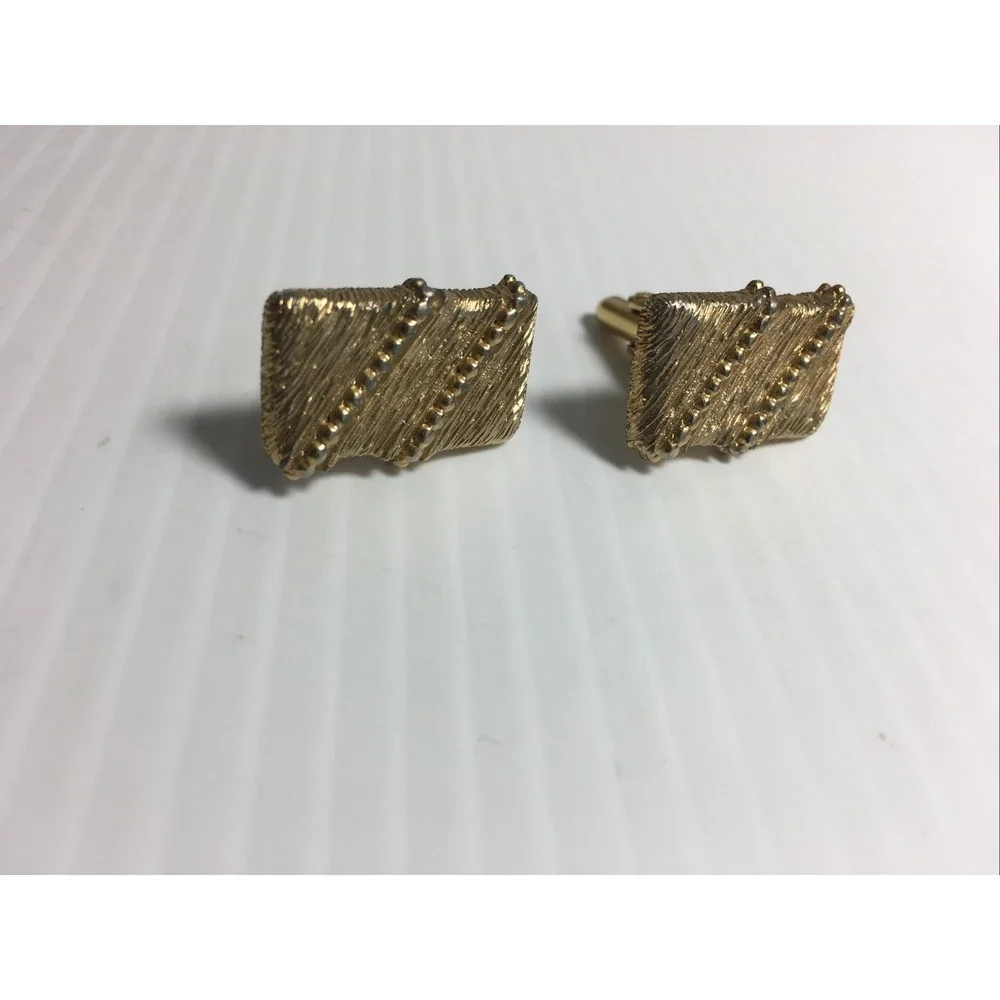 Mens Vintage Cufflinks Signed Swank Gold Rectangle